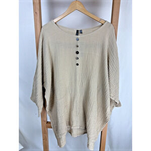 NWT Shannon Passero Tan Round Neck Dolman Sleeve Tunic #0944 Size MED / LARGE
